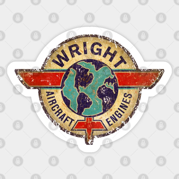 Wright Aircraft Engines Sticker by Midcenturydave